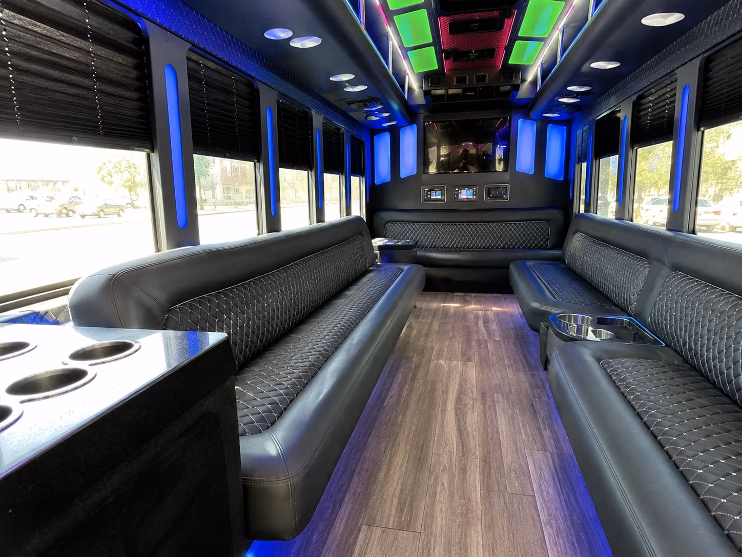 livermore 15 passenger party bus inside