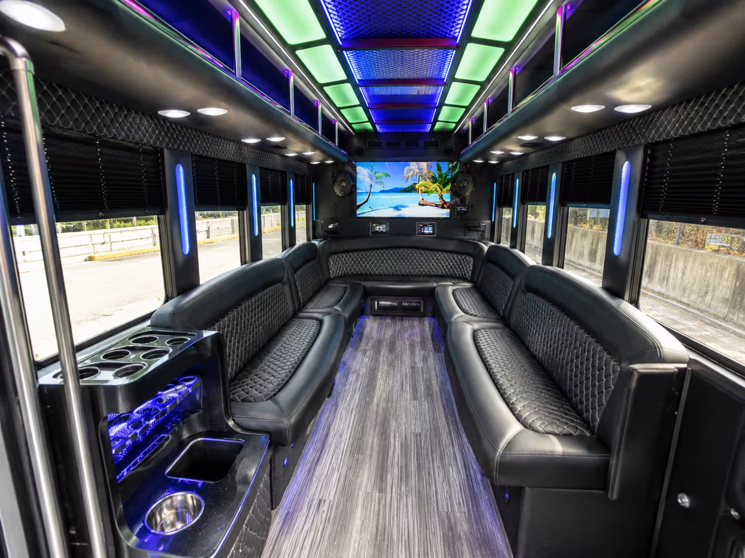 livermore 18 passenger party bus inside