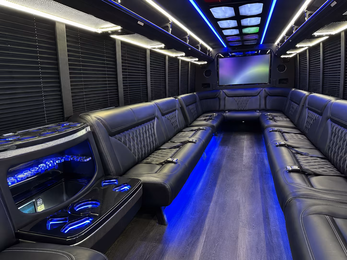 livermore 20 passenger party bus inside